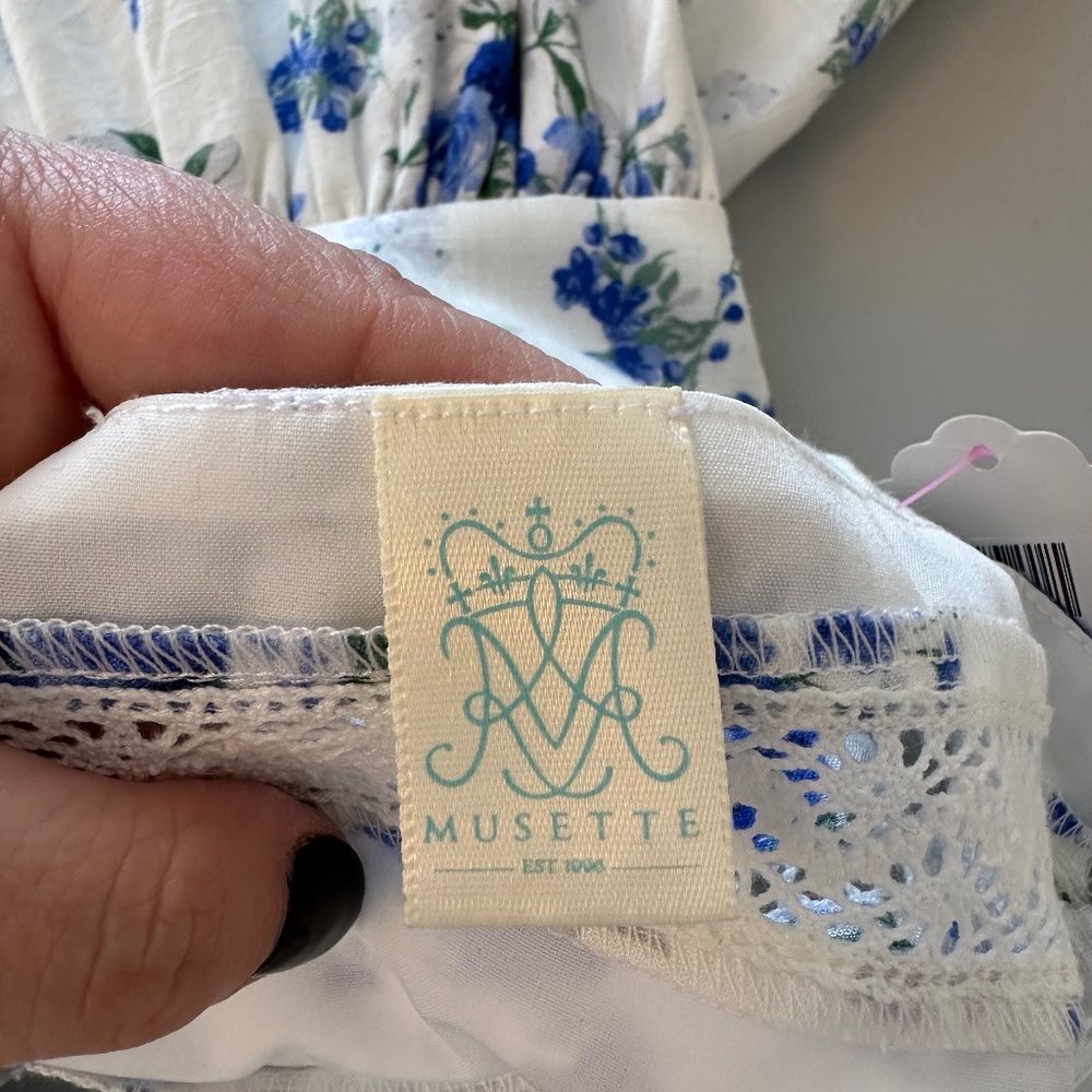 NWT Musette Blue Floral Square Neck Mini Dress | Size Small - Picture 6 of 10